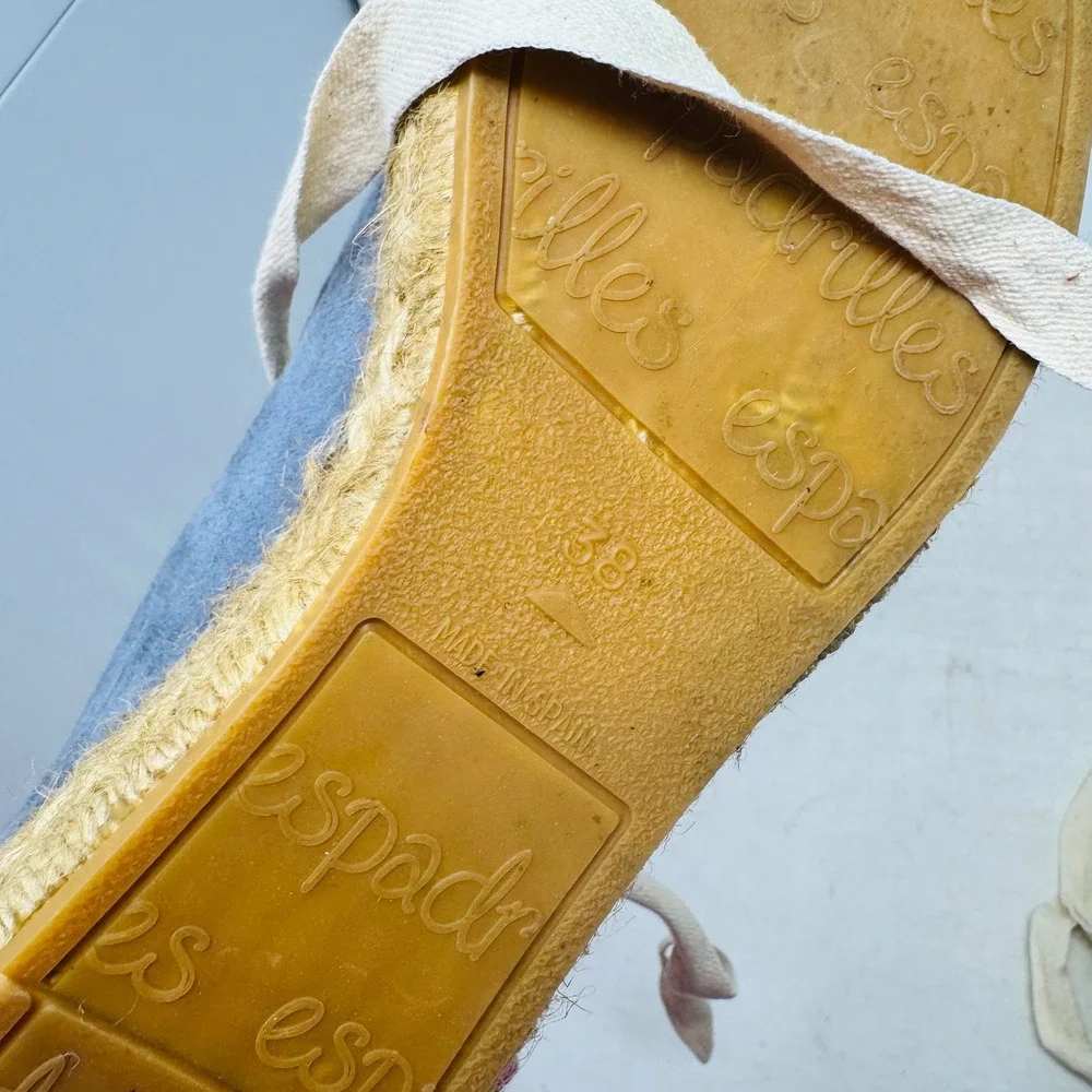 Eric‎ Michael Blue Suede Espadrille Sneakers EU 38 Platform Spain Boho Coastal